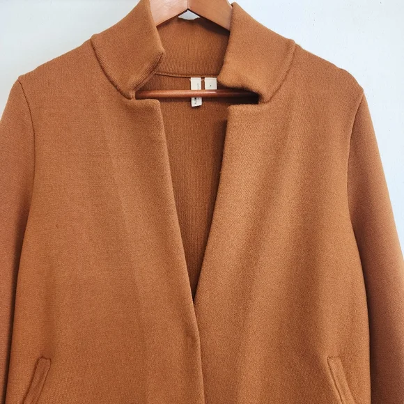 Moth Anthropologie Carey Knit Cardigan Jacket Blazer In Rust Brown Size Small - Picture 6 of 10